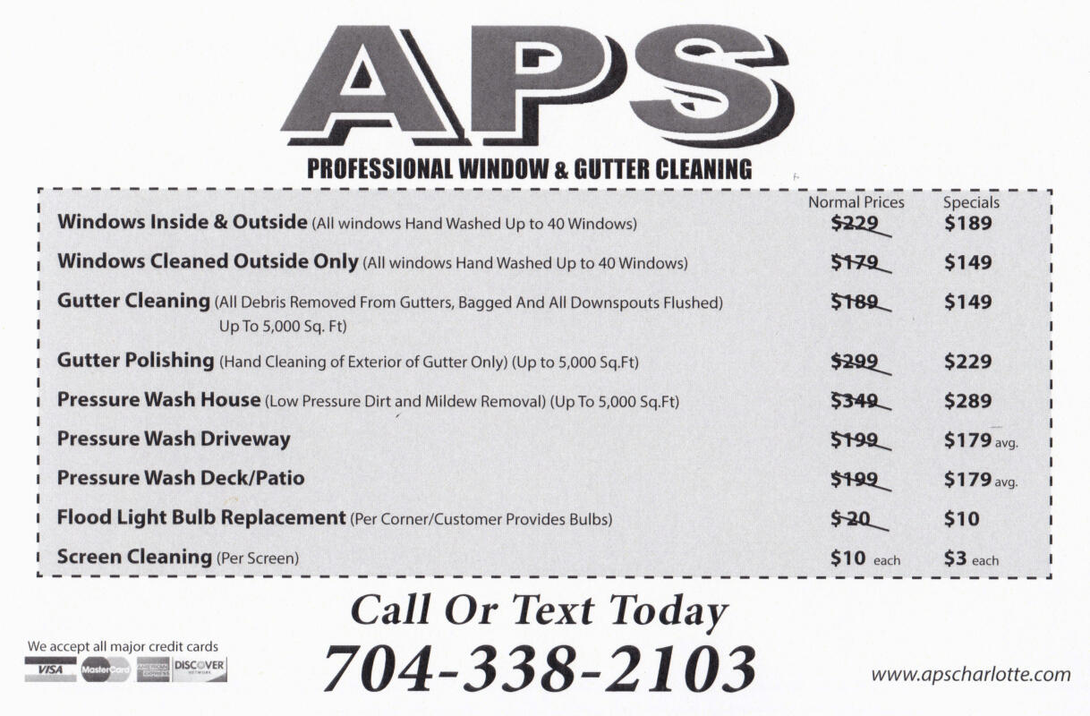 APS Charlotte Specials Back APS Charlotte Specials Back